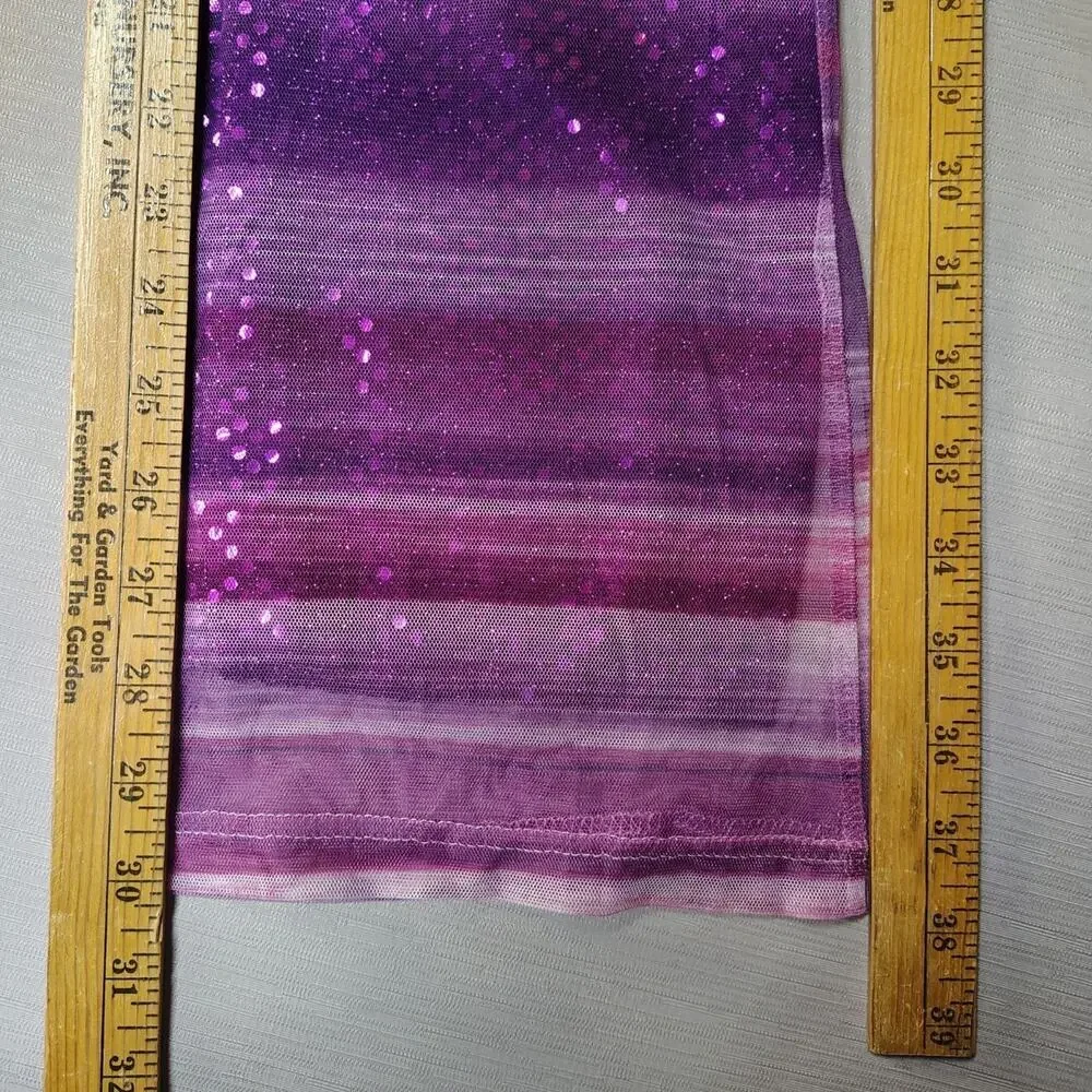 Vintage Charlotte Russe Y2K Mesh Sequin Flare Pants XS Purple Festival Rave